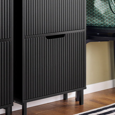 Rootz Shoe Cabinet Organizer - Shoe Shelf - Footwear Storage - Space-Saving - 50x130x19cm - Ideal for Entrances - MDF/Metal - Black