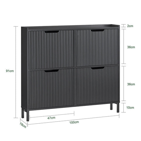 Rootz Shoe Tipper Storage Cabinet - Shoe Organizer - Shoe Rack - Extra Stability - 100x91x19cm