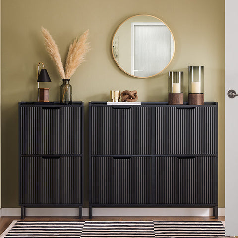 Rootz Shoe Tipper Storage Cabinet - Shoe Organizer - Shoe Rack - Extra Stability - 100x91x19cm