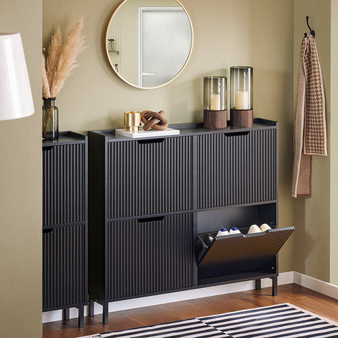 Rootz Shoe Tipper Storage Cabinet - Shoe Organizer - Shoe Rack - Extra Stability - 100x91x19cm