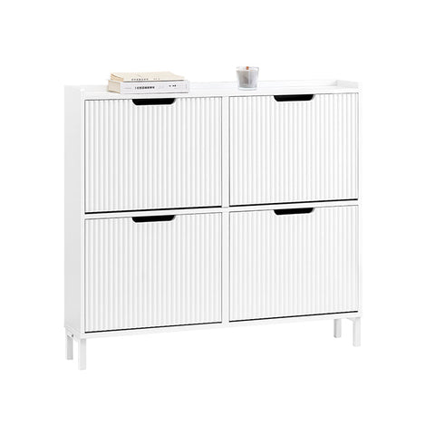 Rootz Space-Saving Shoe Cabinet - Shoe Organizer - Storage Unit - MDF & Metal - Compact and Sturdy - 100x91x19cm