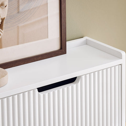 Rootz Space-Saving Shoe Cabinet - Shoe Organizer - Storage Unit - MDF & Metal - Compact and Sturdy - 100x91x19cm