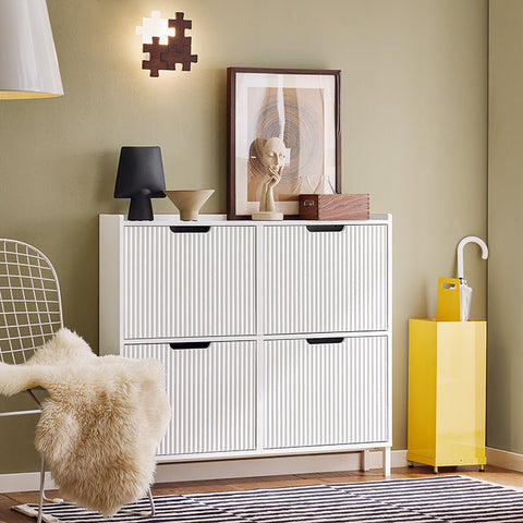 Rootz Space-Saving Shoe Cabinet - Shoe Organizer - Storage Unit - MDF & Metal - Compact and Sturdy - 100x91x19cm