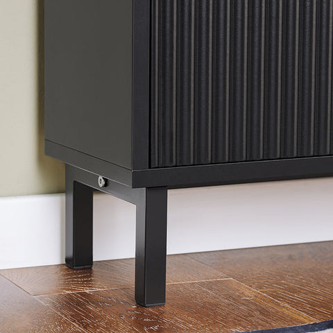 Rootz Folding Shoe Organizer - Shoe Cabinet - Storage Unit - Stable Construction - 50x90x19cm, Holds 12kg, MDF & Metal, Black