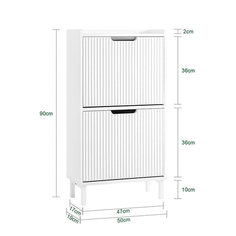Rootz Shoe Cabinet - Shoe Organizer - Shoe Rack - Space-Saving Design - 50x90x19cm - Ideal for Entrance Areas