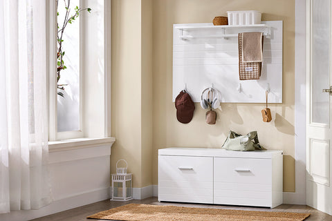 Rootz Wall Wardrobe Closet Organizer - Coat Hooks - MDF Hanger - Space-Saving - 100x70x20cm