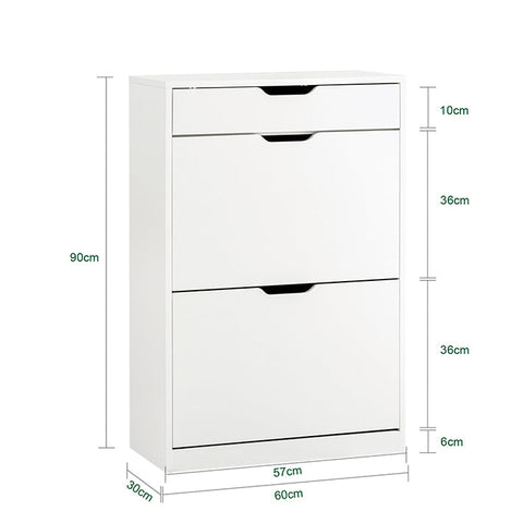 Rootz Shoe Cabinet - Shoe Organizer - Storage Unit - Elegant Storage - 60x90x30cm - Ideal for Small Spaces