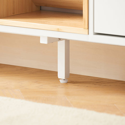 Rootz Shoe Cabinet - Footwear Organizer - Storage Unit - Modern Design - 126x85x19cm - Stylish Bamboo & White Finish