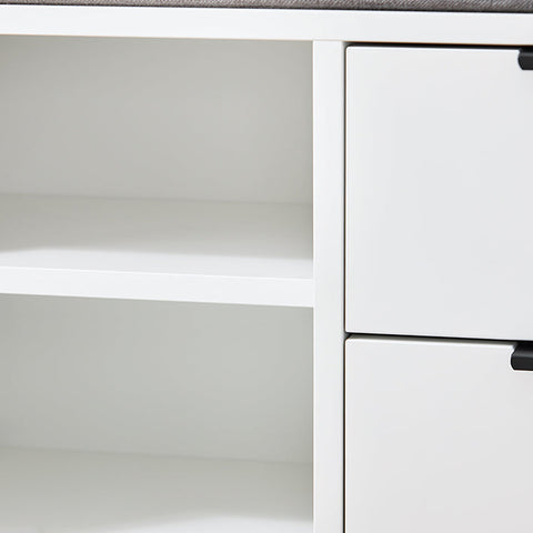 Rootz White Shoe Bench - Entryway Storage - Modern Seat - Comfort Seating - 110x51x35cm - MDF & Metal - Holds 150kg
