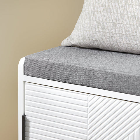 Rootz White Shoe Bench - Entryway Storage - Modern Seat - Comfort Seating - 110x51x35cm - MDF & Metal - Holds 150kg