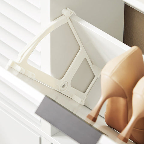 Rootz Space-Saving Shoe Cabinet - Shoe Storage - Entryway Organizer - Holds 8-12 Pairs - Scandinavian White - 100x19x90cm - Sturdy MDF & Metal