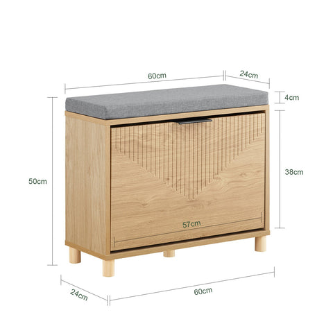 Rootz Shoe Bench - Narrow Hallway Bench - Upholstered Seat - Supports 118kg - 60cm x 24cm x 50cm