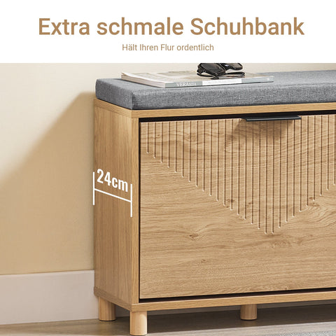 Rootz Shoe Bench - Narrow Hallway Bench - Upholstered Seat - Supports 118kg - 60cm x 24cm x 50cm