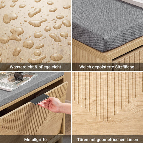 Rootz Shoe Bench - Narrow Hallway Bench - Upholstered Seat - Supports 118kg - 60cm x 24cm x 50cm