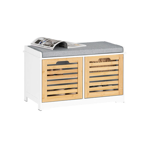 Rootz Shoe Rack with Seat Cushion - Shoe Organizer - Storage Cabinet - MDF, PB - Space-saving - 71cm x 43cm x 35cm