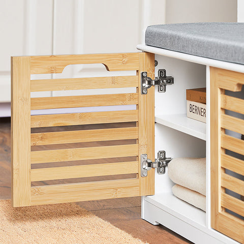Rootz Shoe Rack with Seat Cushion - Shoe Organizer - Storage Cabinet - MDF, PB - Space-saving - 71cm x 43cm x 35cm