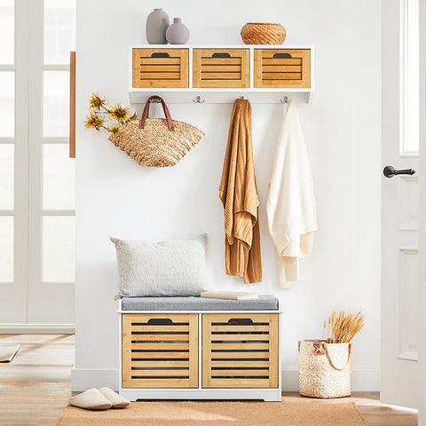 Rootz Shoe Rack with Seat Cushion - Shoe Organizer - Storage Cabinet - MDF, PB - Space-saving - 71cm x 43cm x 35cm