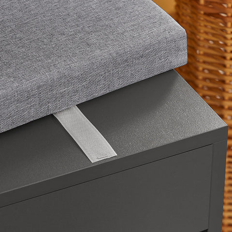 Rootz Shoe Bench with Storage - Shoe Rack with Seat - Entryway Bench - Comfortable Seat Cushion - Space-Saving Design - Dark Gray - 80cm x 48cm x 31cm