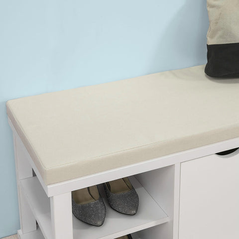 Rootz Gangbank met opbergruimte - Bedbank - Garderobebank - Krasbestendig melamine - Comfortabele witte zitkussens - Stabiel en veelzijdig - 94 cm x 45 cm x 40 cm