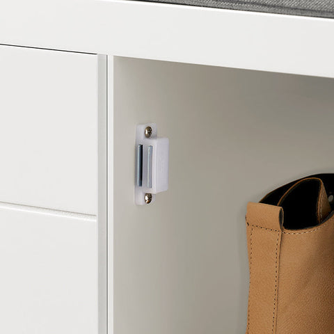 Rootz Shoe Storage Cabinet - Shoe Organizer - White MDF Shoe Bench - Comfortable Seating - 91x50x31cm