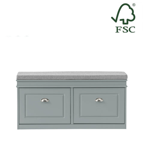 Rootz Shoe Bench with Storage - Shoe Tipper - Entryway Bench - Space-Saving Design - Comfortable Seating - Eco-Friendly FSC Certified - Light Gray MDF - 104cm x 51cm x 24cm