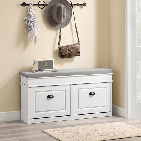 Rootz Shoe Bench - Shoe Storage Cabinet - Narrow Shoe Organizer - Durable MDF & PB - 104cm x 51cm x 24cm - Holds 8 Pairs & 260kg Capacity