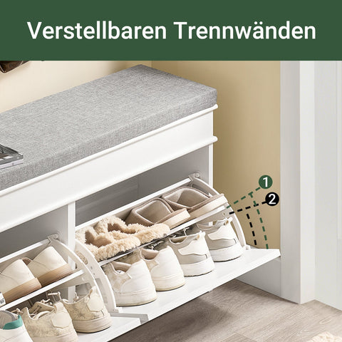 Rootz Shoe Bench - Shoe Storage Cabinet - Narrow Shoe Organizer - Durable MDF & PB - 104cm x 51cm x 24cm - Holds 8 Pairs & 260kg Capacity