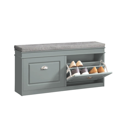 Rootz Shoe Bench with Storage - Shoe Tipper - Entryway Bench - Space-Saving Design - Comfortable Seating - Eco-Friendly FSC Certified - Light Gray MDF - 104cm x 51cm x 24cm