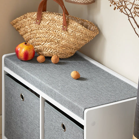 Rootz schoenenopbergbank - zittende ladekast - entree-organizer - verwijderbare manden - comfortabel kussen - ruimtebesparend - 68 cm x 45 cm x 32 cm