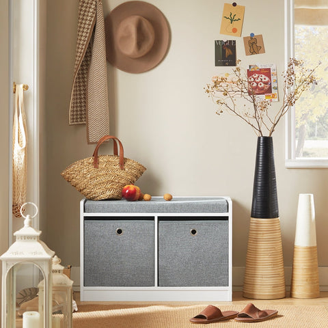 Rootz schoenenopbergbank - zittende ladekast - entree-organizer - verwijderbare manden - comfortabel kussen - ruimtebesparend - 68 cm x 45 cm x 32 cm