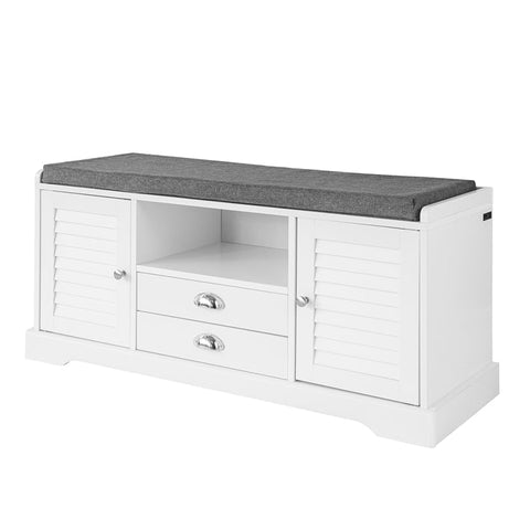 Rootz Schoenenopbergbank - Ingangsbank - Schoenenorganizer - Gedempte zitting - Ademende lamellendeuren - 105 cm x 49 cm x 37 cm