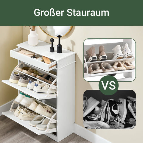 Rootz Shoe Storage Cabinet - Shoe Organizer - Footwear Compartment - Space-Saving - MDF White - 54x83x24cm