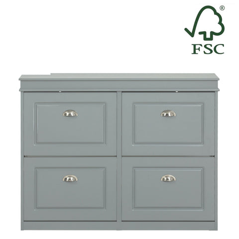 Rootz Shoe Cabinet with 4 Flaps - Shoe Tipper - Shoe Organizer - FSC Certified - Sturdy Construction - Wall Attachable - 105cm x 82cm x 24cm