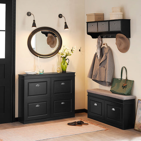 Rootz Schoenenkipperkast - Schoenenopbergorganisator - Schoenenkast - FSC-gecertificeerd - Stevig en veilig - Aan de muur te bevestigen - 105 cm x 82 cm x 24 cm - Zwart