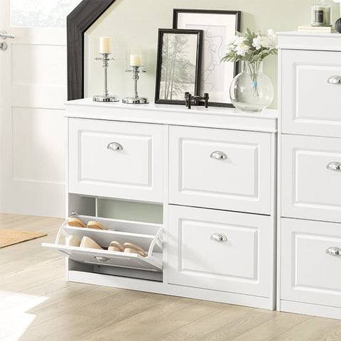 Rootz White Shoe Cabinet - Shoe Tipper - Shoe Storage Organizer - FSC Certified - Sturdy Construction - Wall Attachable - 105cm x 83cm x 24cm