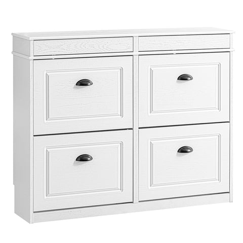 Rootz Shoe Cabinet - Footwear Storage - Shoe Organizer - Space-Saving Design - 105x83x24cm - White MDF
