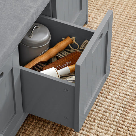 Rootz Hallway Bench with Shoe Storage - Shoe Cabinet - Entryway Organizer - Comfortable Padded Seat - Removable Cushion - MDF Construction - 90cm x 45cm x 35cm