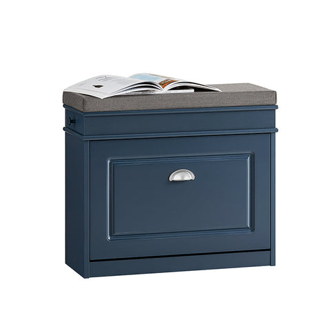 Rootz Shoe Storage Bench - Entryway Organizer - Blue MDF Shoe Cabinet - Includes Seat Cushion - Space-Saving 60x52x24cm