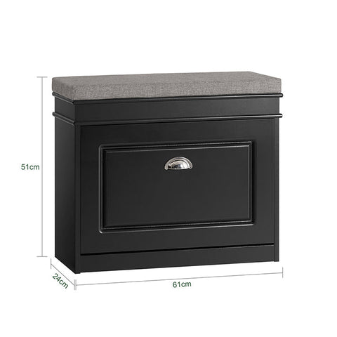 Rootz Shoe Cabinet Bench - Shoe Tipper - Shoe Organizer - Compact Design - Versatile Storage - Comfortable Seating - 61cm x 51cm x 24cm