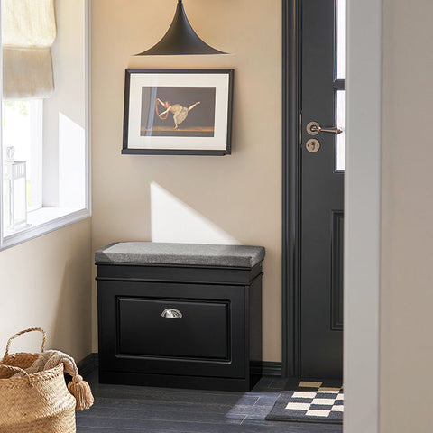 Rootz Shoe Cabinet Bench - Shoe Tipper - Shoe Organizer - Compact Design - Versatile Storage - Comfortable Seating - 61cm x 51cm x 24cm