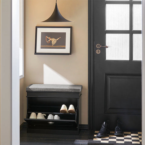 Rootz Shoe Cabinet Bench - Shoe Tipper - Shoe Organizer - Compact Design - Versatile Storage - Comfortable Seating - 61cm x 51cm x 24cm