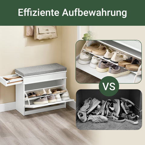 Rootz Multifunctional 2-in-1 Shoe Bench - Space-saving Storage - Shoe Shelf - Resilience Up to 113kg - 61x51x24cm