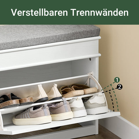 Rootz Multifunctional 2-in-1 Shoe Bench - Space-saving Storage - Shoe Shelf - Resilience Up to 113kg - 61x51x24cm