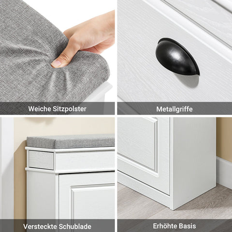 Rootz Multifunctional 2-in-1 Shoe Bench - Space-saving Storage - Shoe Shelf - Resilience Up to 113kg - 61x51x24cm