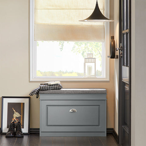 Rootz Schoenenkast met Zitting met Kussen - Schoenenbank - Schoenenorganizer - Veelzijdige opbergruimte - Comfortabele zit - Eenvoudige montage - 75 cm x 51 cm x 24 cm