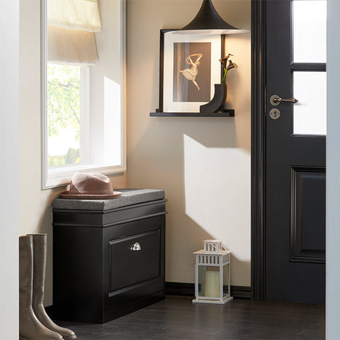 Rootz schoenenkastbank - schoenenopslag - schoenenorganizer - FSC-gecertificeerd - gedempte zitting - milieuvriendelijke verpakking - 75 cm x 51 cm x 24 cm