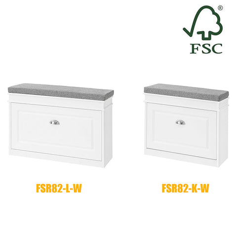 Rootz Schoenenkastbank met klep - Schoenenkantelaar - Schoenenopbergorganisator - FSC-gecertificeerd - 100% recyclebare verpakking - Comfortabel zitkussen - 75 cm x 51 cm x 24 cm