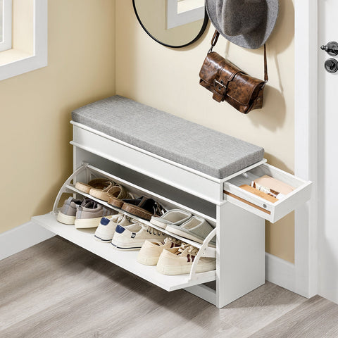 Rootz Shoe Bench - Space-Saving Design - Multifunctional Shoe Rack - Durable MDF - Supports 180kg - 75cm x 51cm x 24cm