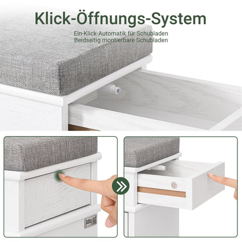 Rootz Shoe Bench - Space-Saving Design - Multifunctional Shoe Rack - Durable MDF - Supports 180kg - 75cm x 51cm x 24cm