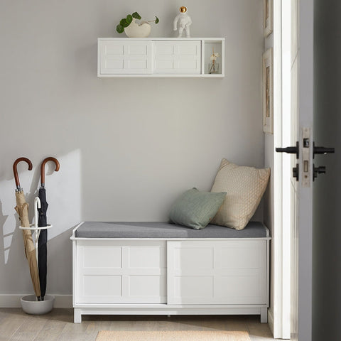 Rootz Schoenenbank met opbergruimte - Zittende ladekast - Ingangsbank - Grote capaciteit - Veelzijdig gebruik - Comfortabel kussen - 114 cm x 53 cm x 40 cm